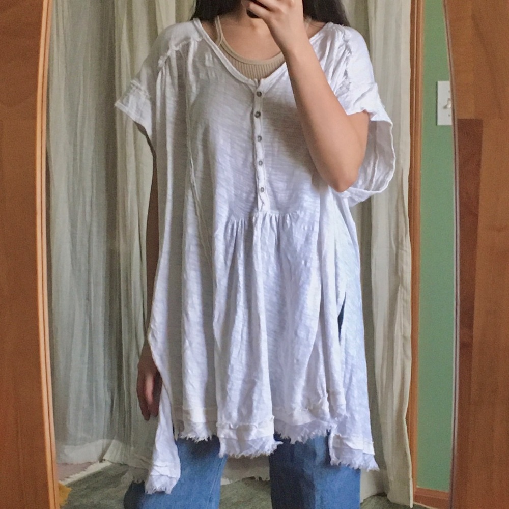 Free People Aster Henley Cropped Sleeve Shirt